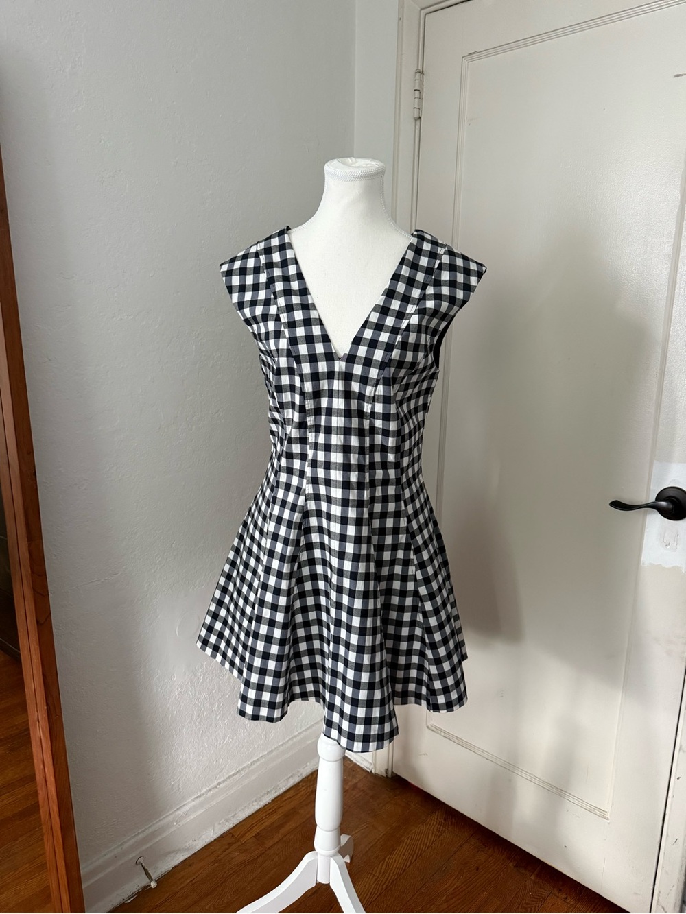 Maeve Black and White Gingham Mini Dress